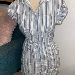 Women’s Japna Small Blue and White Stripe Midi Dress